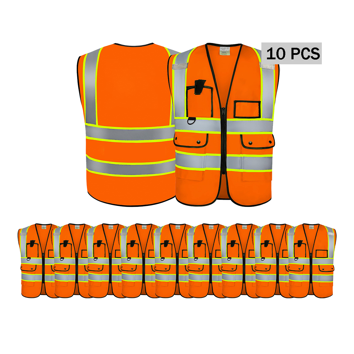 10pcs custom orange hi visibility vest 