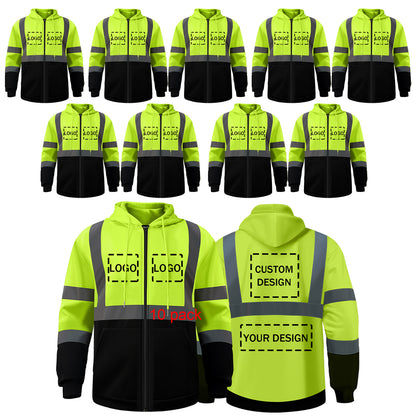 Custom Safety Jackets with LOGO Pullover Safety Jacket with Large Pocket Zipper for Construction & Work High Visibility Class 3