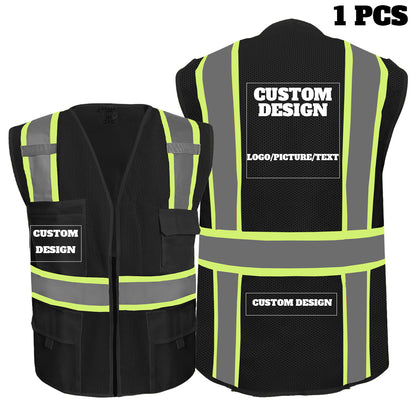 black reflective vest for construction workers