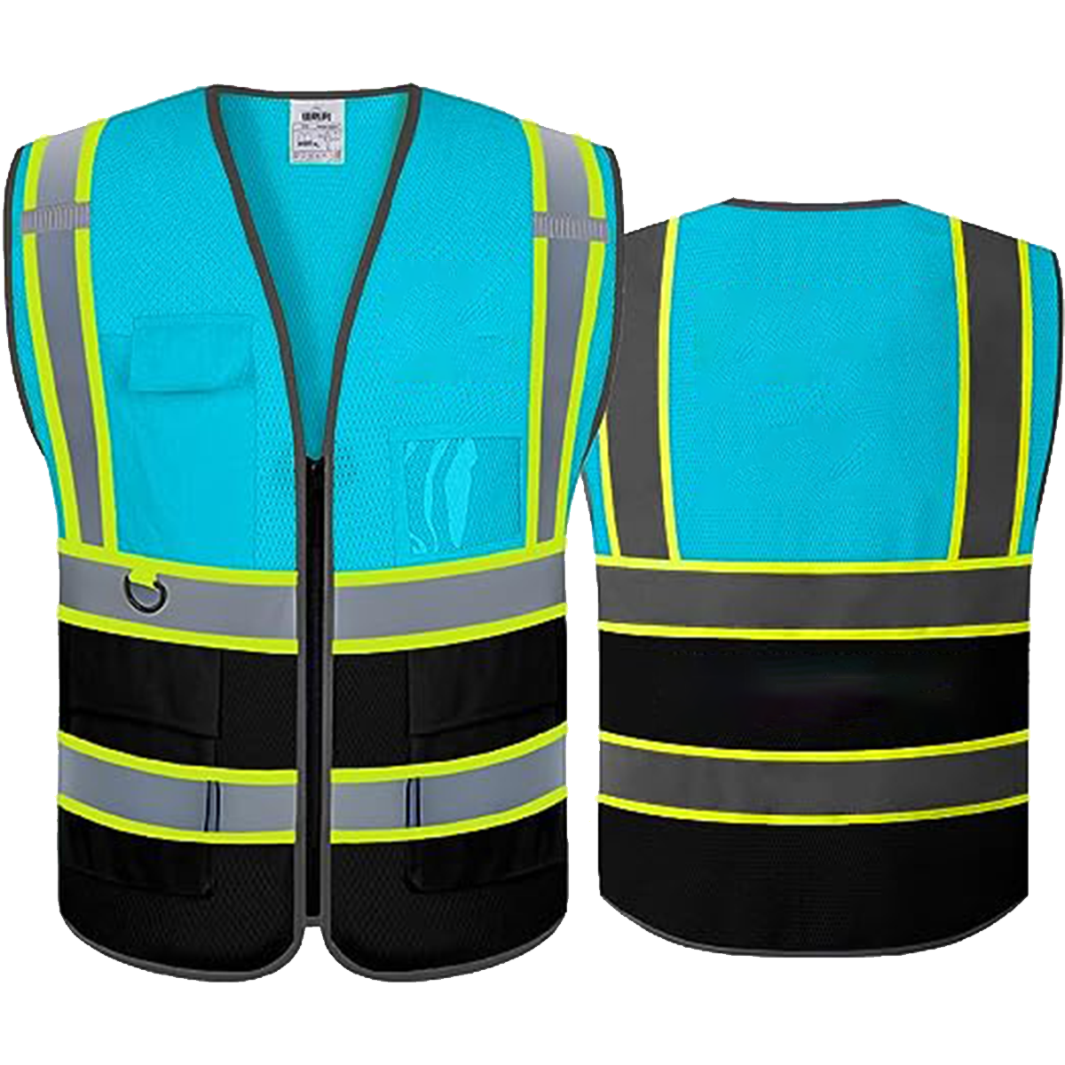 blue and black with yellow edging custom protective vest