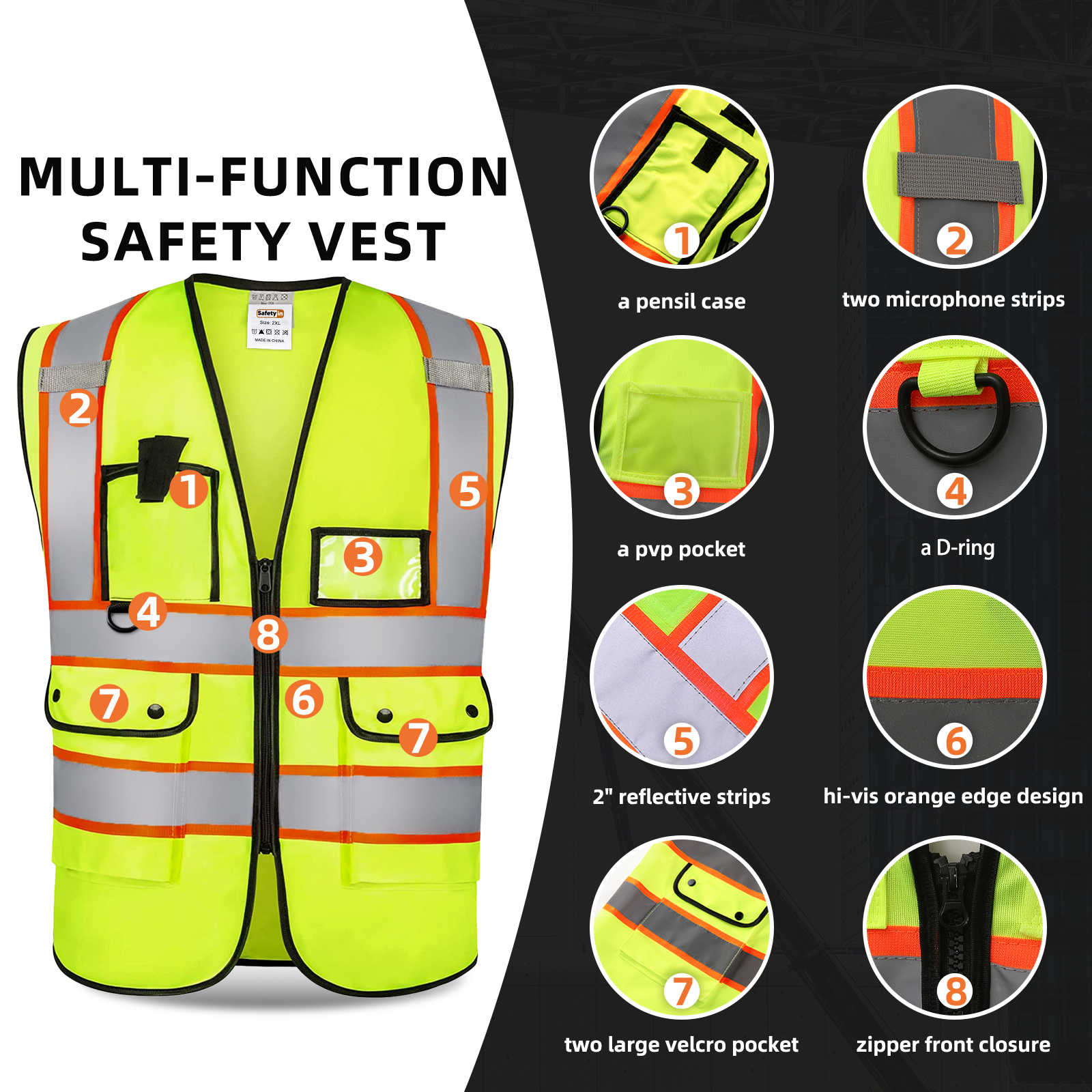 MULTI FUNCTION SAFETY VEST OF CUSTOM SAFETY VEST