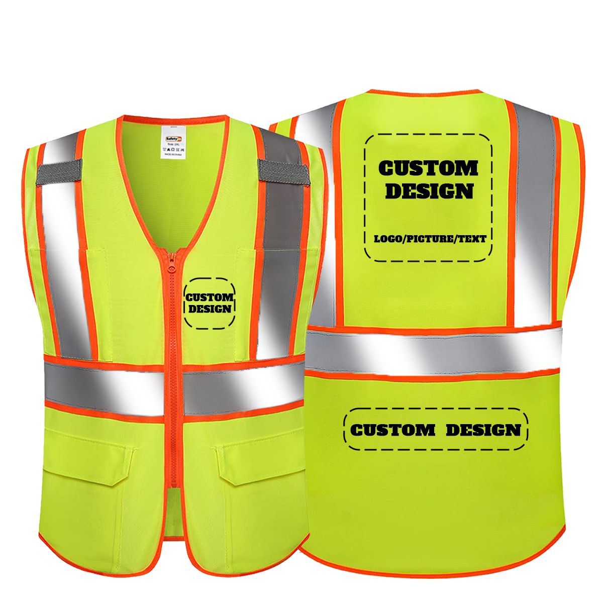 custom printed safety vest yellow