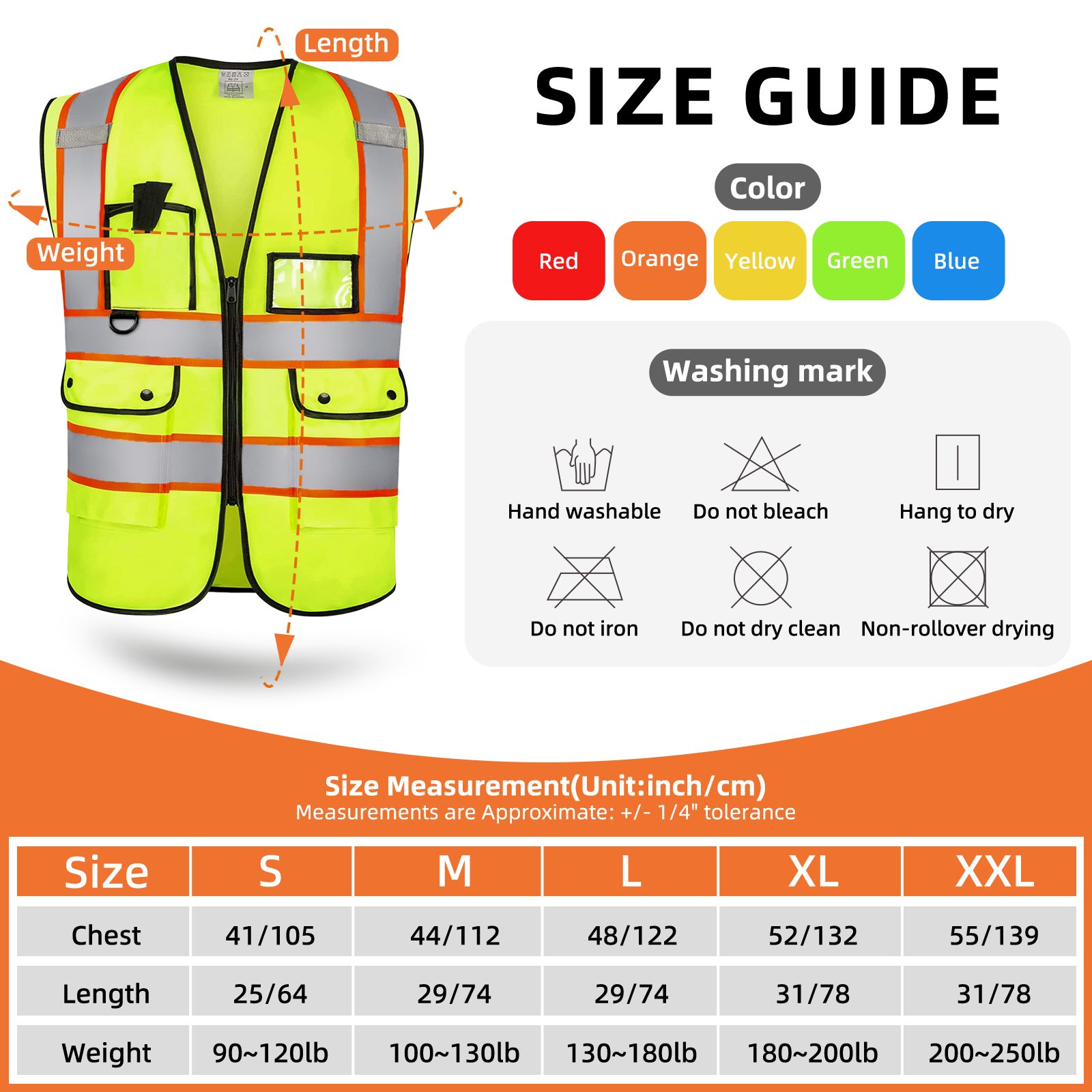 SIZE OF SAFETY VEST