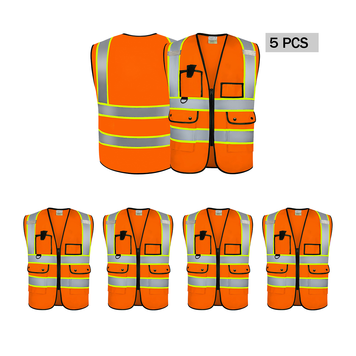 custom orange safety vest 5 pcs