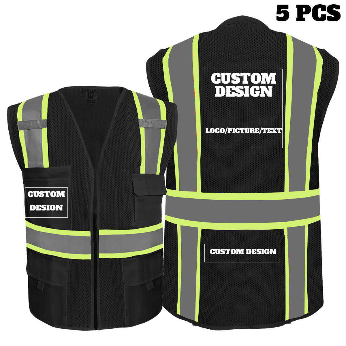 breathable black hi-vis vest for summer