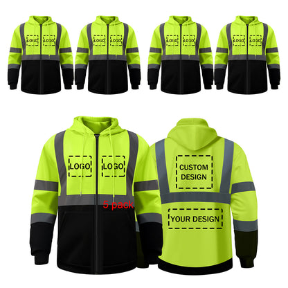 Custom Safety Jackets with LOGO Pullover Safety Jacket with Large Pocket Zipper for Construction & Work High Visibility Class 3