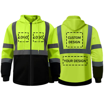 Custom Safety Jackets with LOGO Pullover Safety Jacket with Large Pocket Zipper for Construction & Work High Visibility Class 3