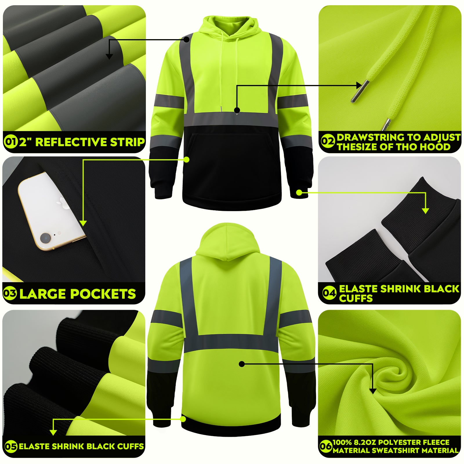 Hooded safety jackets with logo safety workwear worker jackets