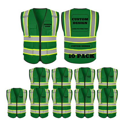 custom safety vest green 10 packs