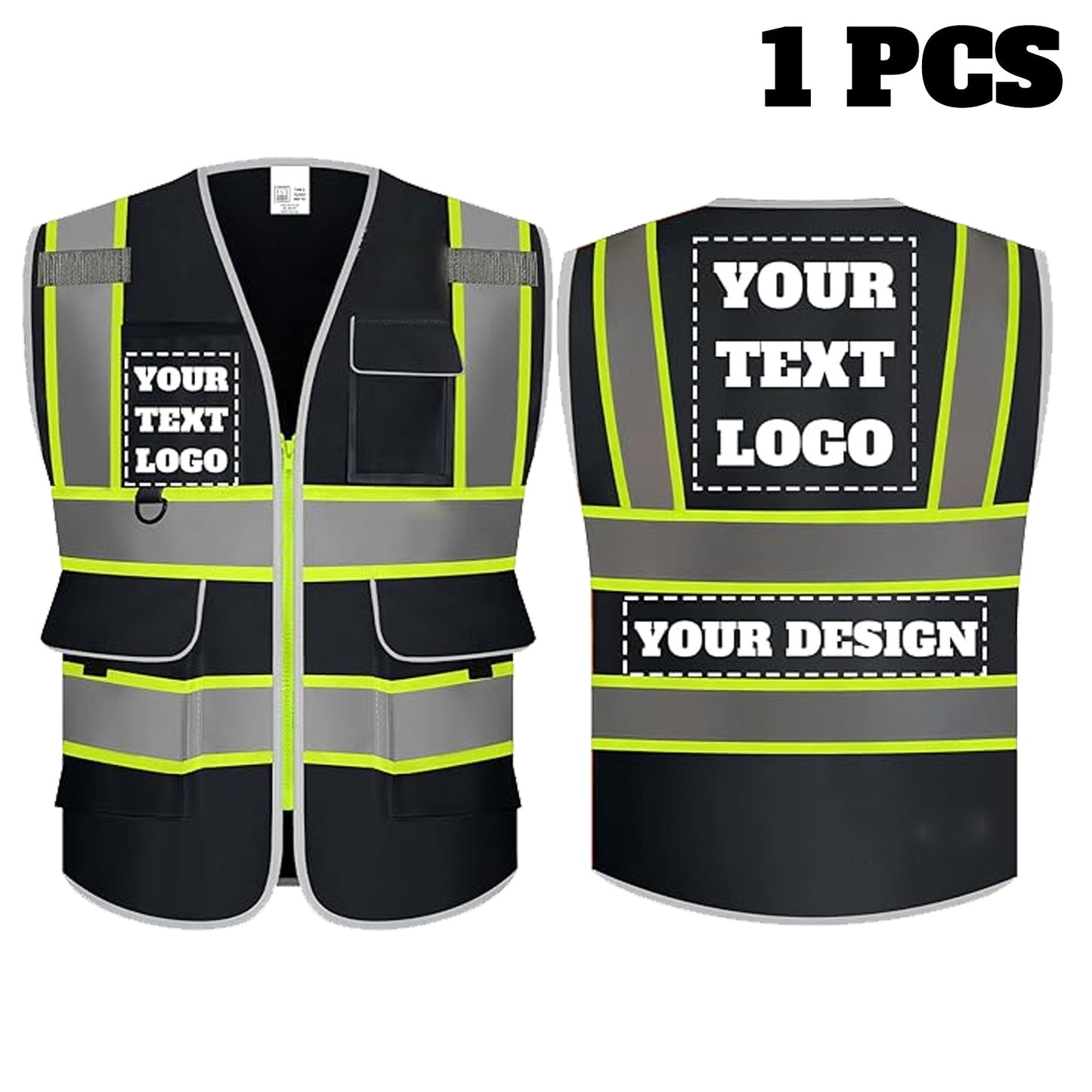 9 Pockets Custom Safety Vest Logo Hi Vis Reflective High Visibility Work Vest Class 2 Type R