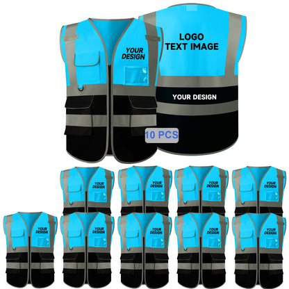 Safety Vest with LOGO Custom Your Own Hi Vis Vest with 4 Pockets S-4XL Outdoor Apparel Security