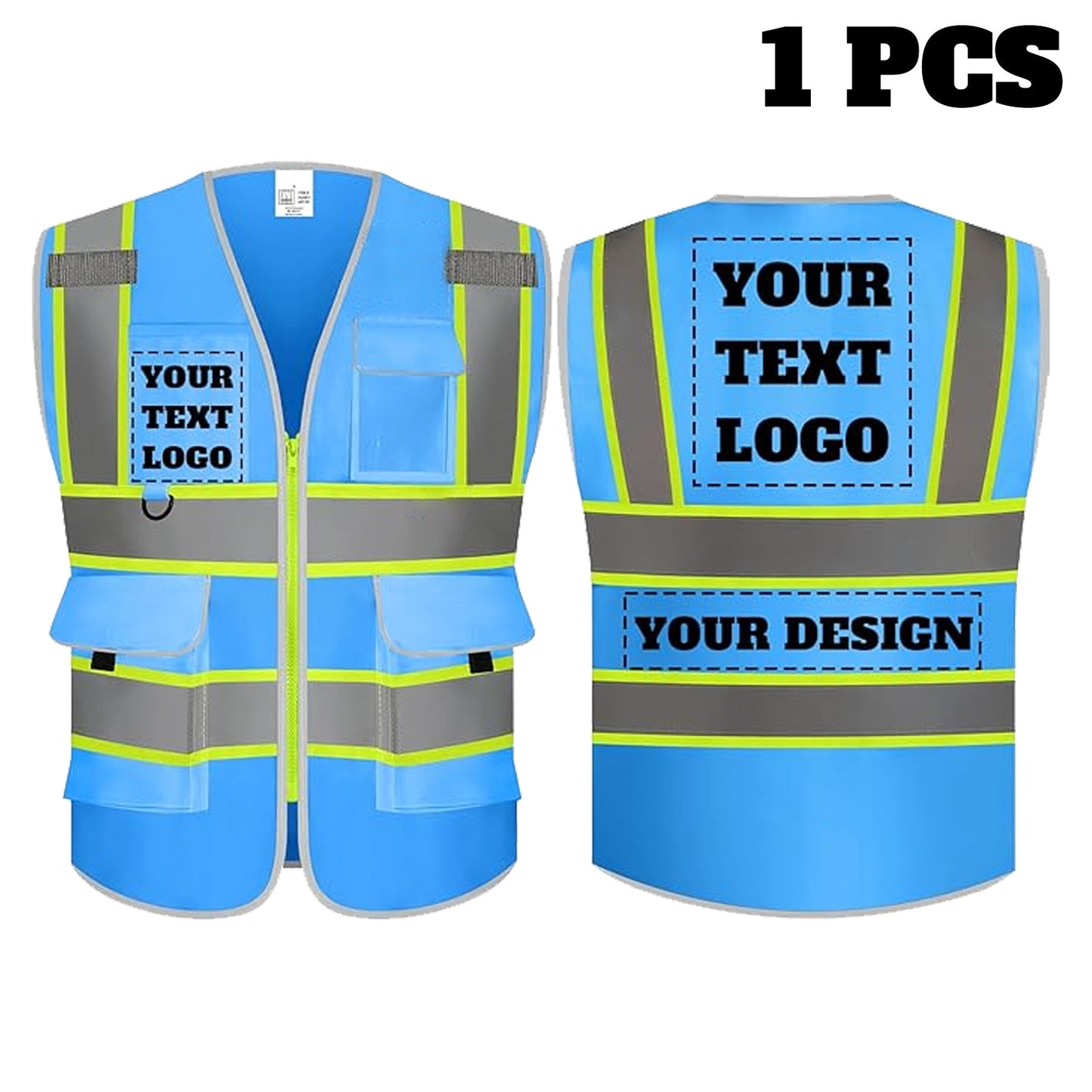 9 Pockets Custom Safety Vest Logo Hi Vis Reflective High Visibility Work Vest Class 2 Type R