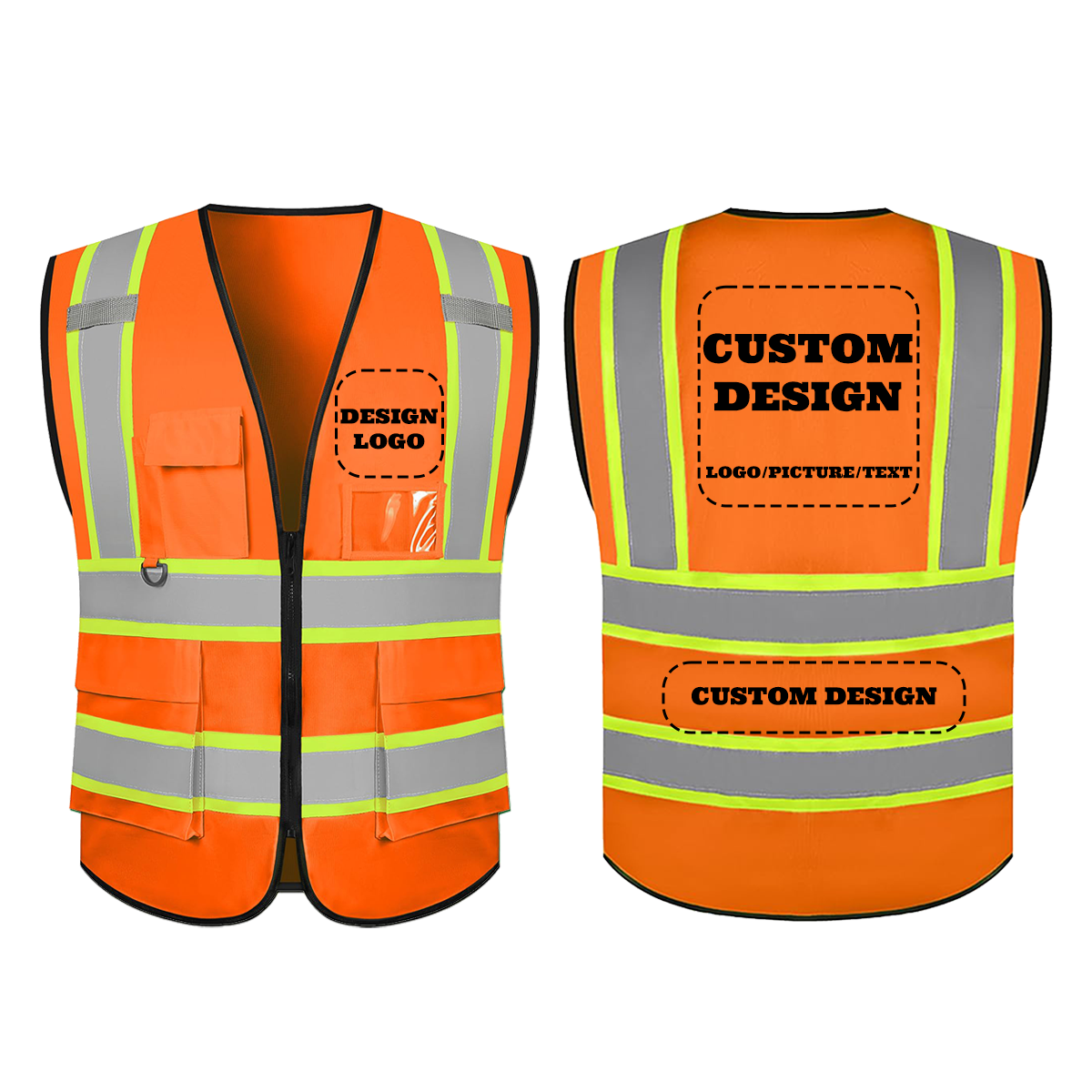 custom orange safety vest 1 pack