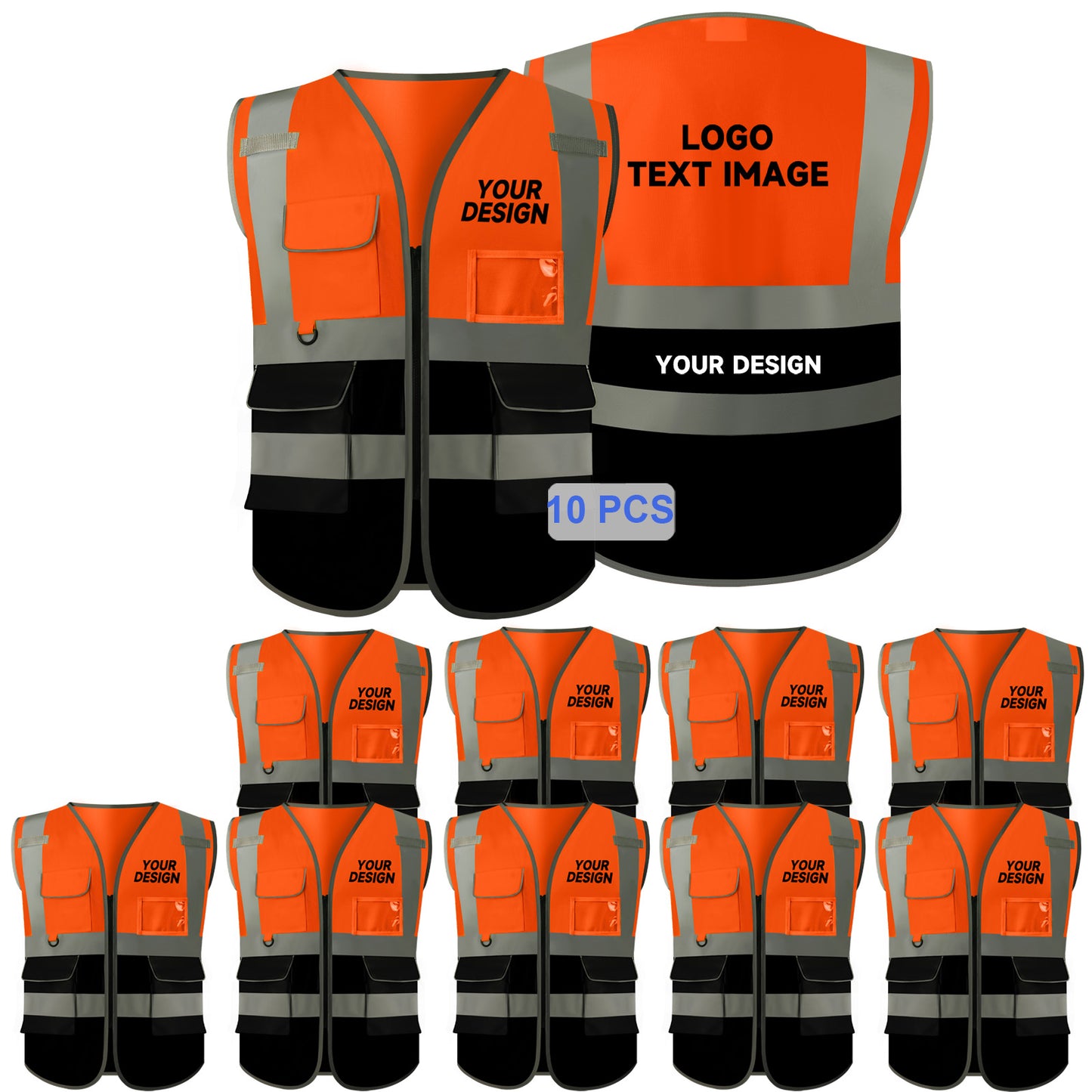 Safety Vest with LOGO Custom Your Own Hi Vis Vest with 4 Pockets S-4XL Outdoor Apparel Security