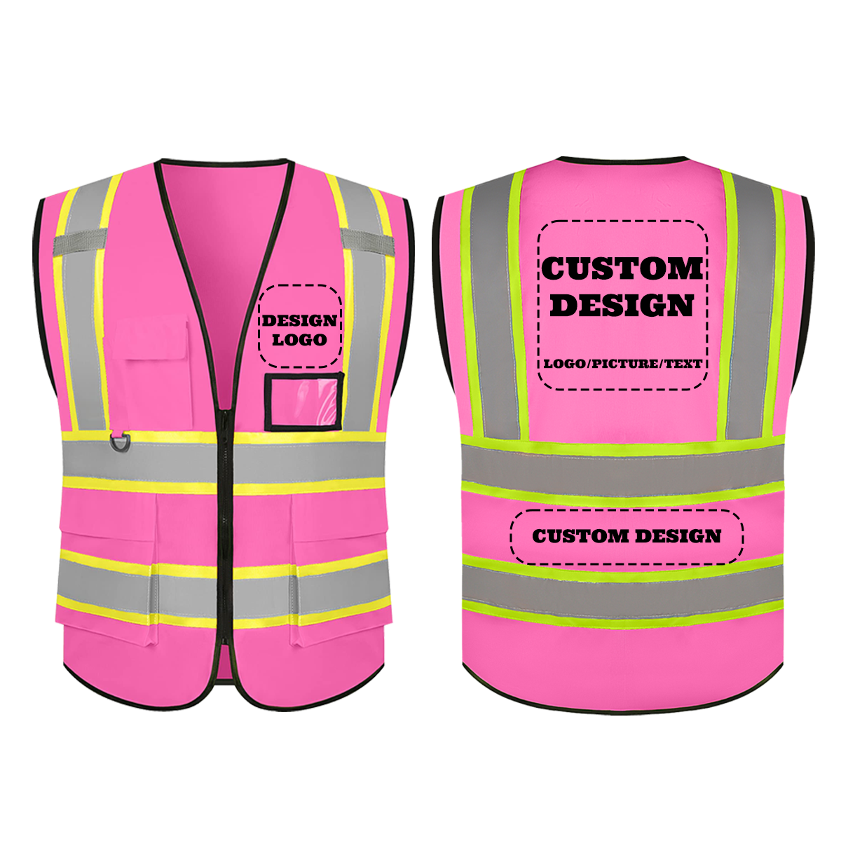 custom pink safety vest 1 pack