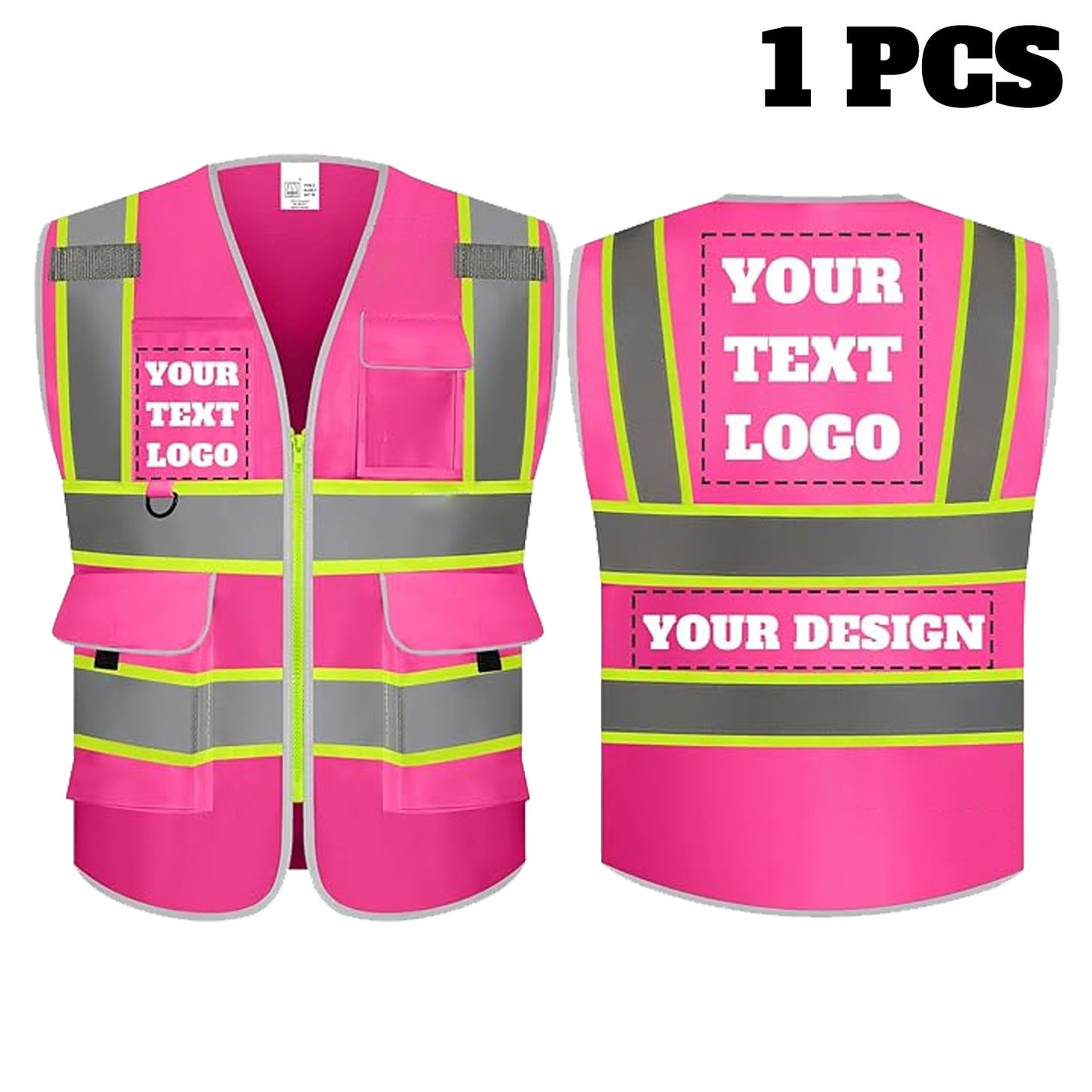 9 Pockets Custom Safety Vest Logo Hi Vis Reflective High Visibility Work Vest Class 2 Type R
