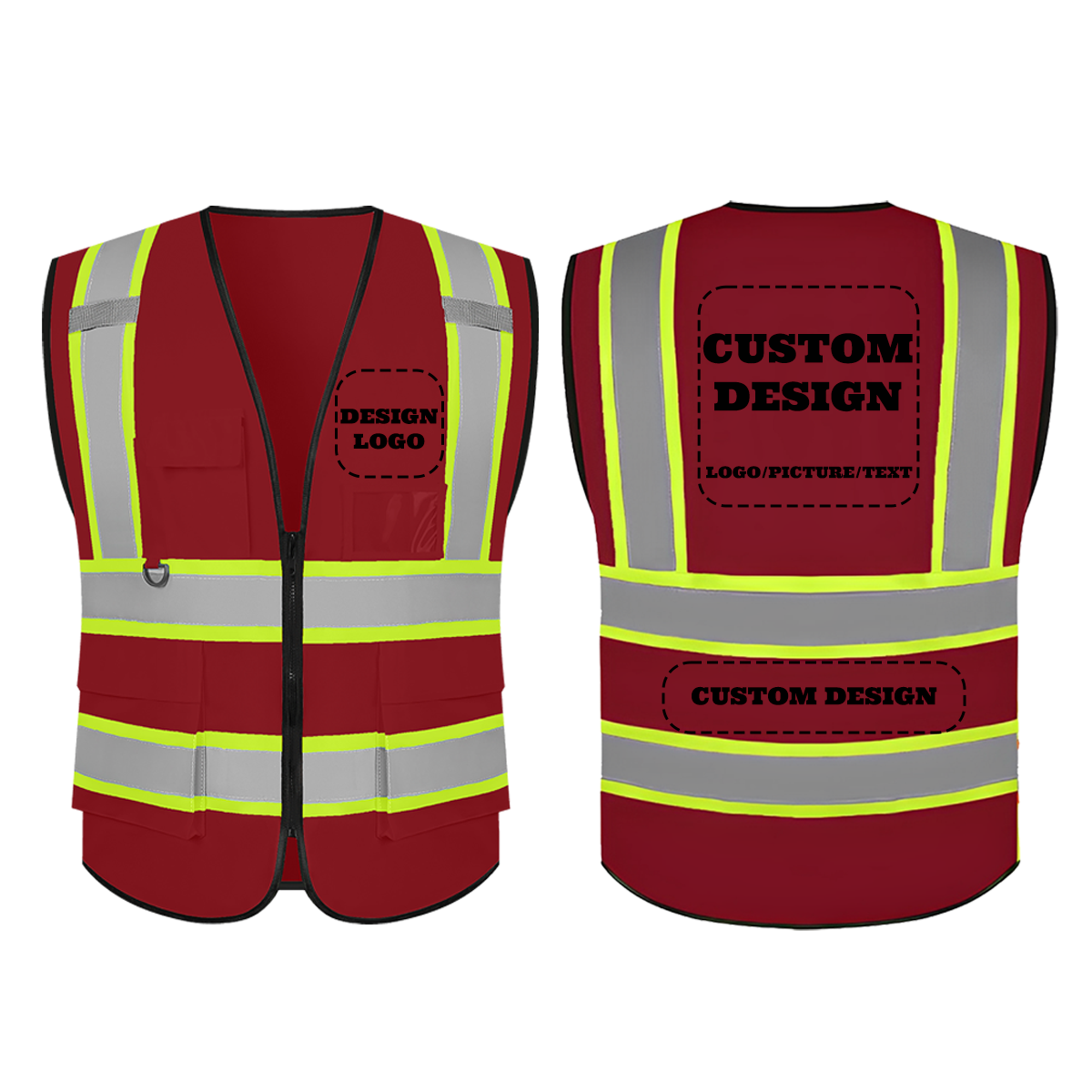 custom red safety vest 1 piece