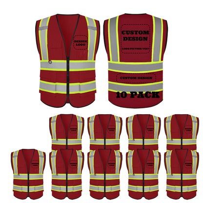 custom red safety vest 10 piece