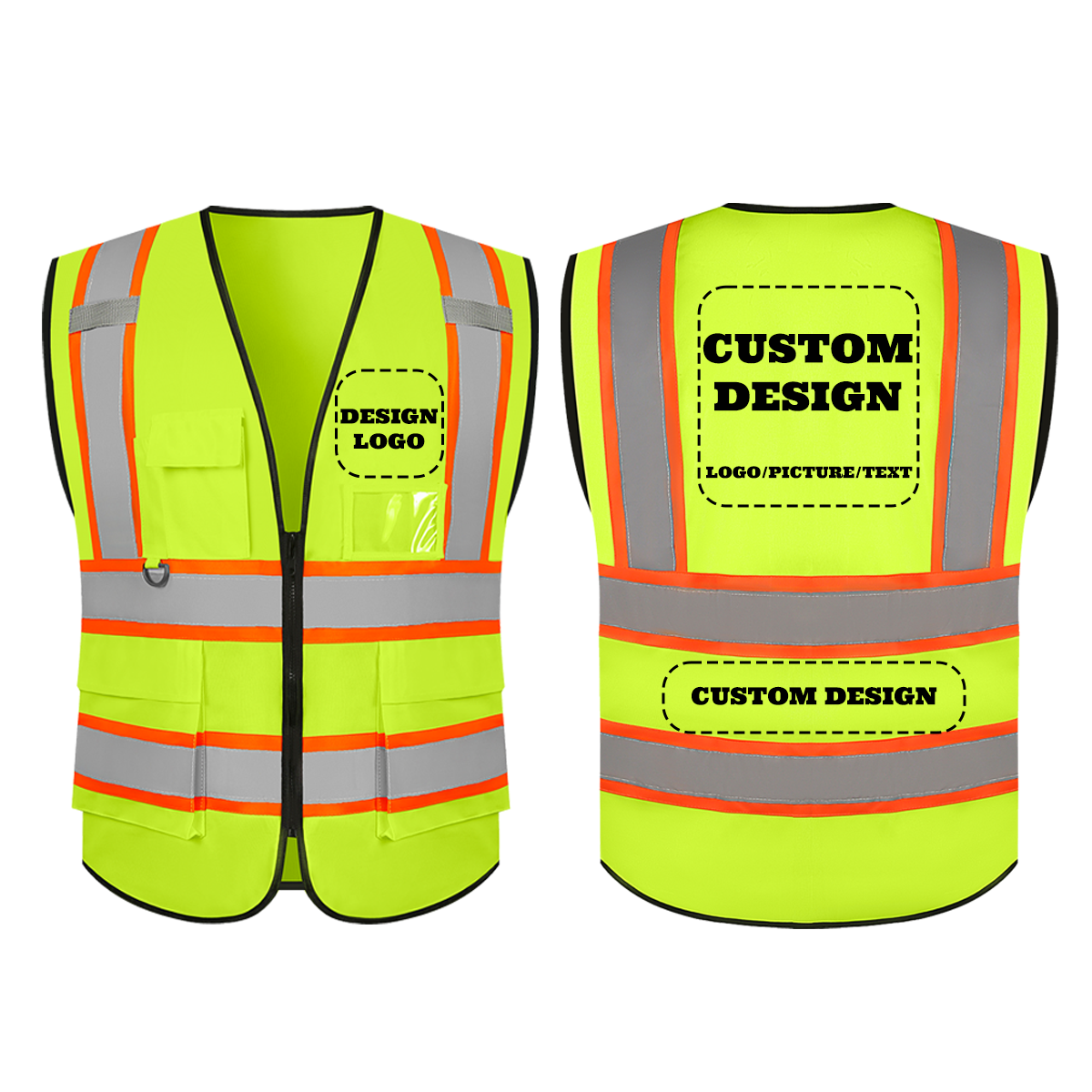 custom safety vest yellow 1 pack