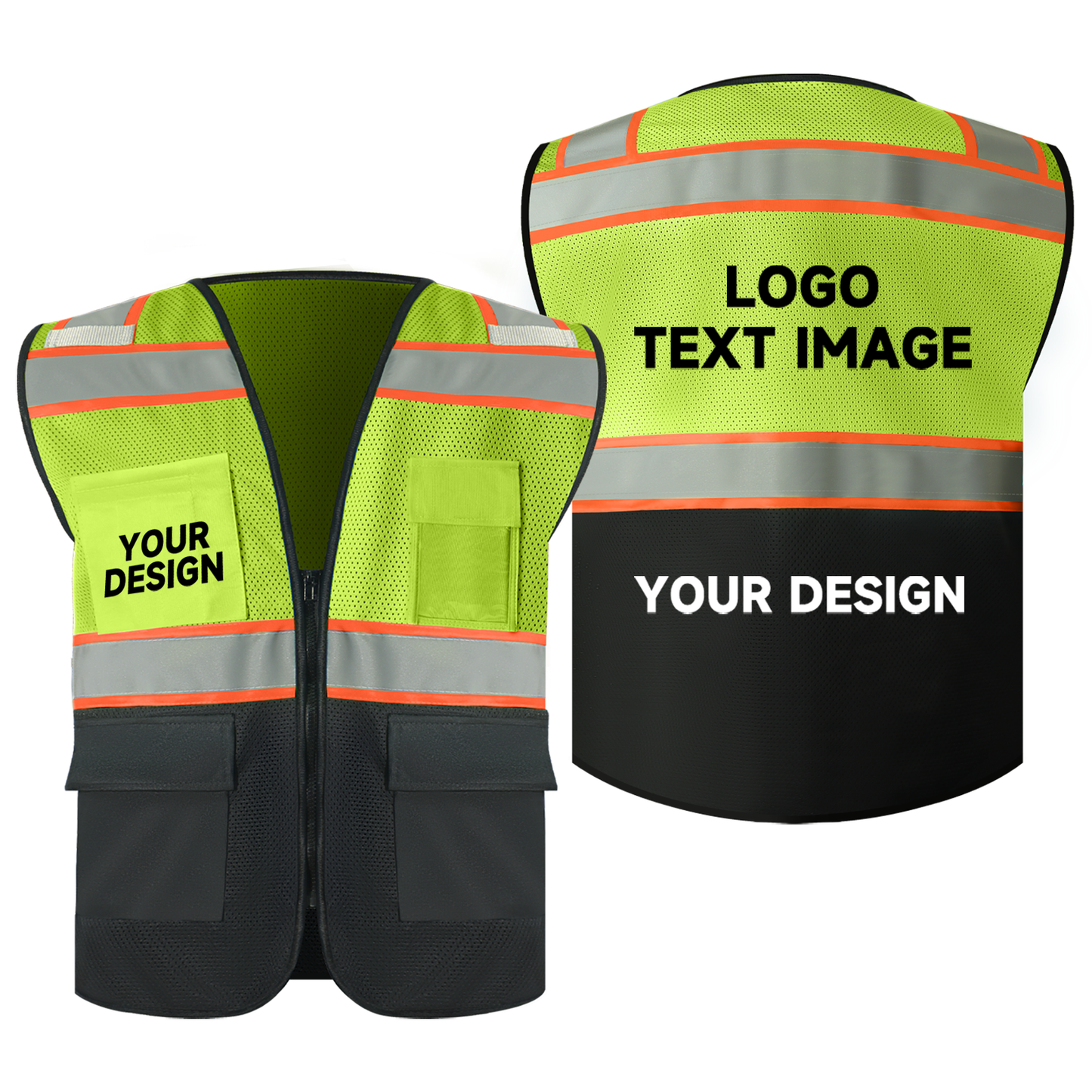 custom logo safety vest no minimum high visibility vest custom work vests with pockets zipper